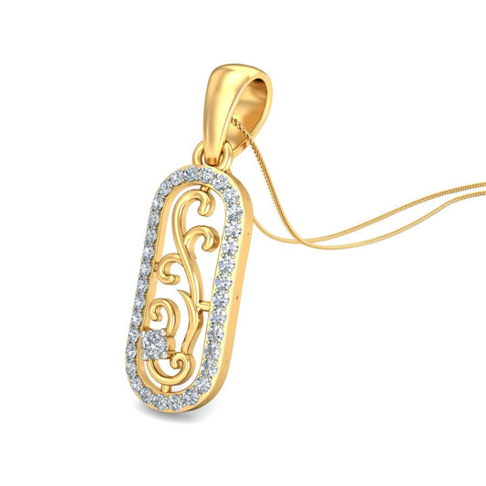 Unisex Paisley Design Tag Pendant, Lab Grown Diamond Necklace in 9K/14K/18K Gold | Elegant Western Culture Jewelry for Everyone