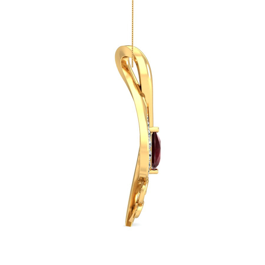 Golden Swirl Ruby Pendant, Lab Grown Ruby & Diamond Infinity Necklace in 9K/14K/18K Gold | Elegant Love & Passion Jewelry