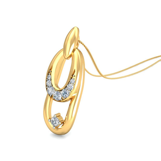 Interlocking Infinity Oval Pendant, Lab Grown Diamond Dual Tone Pendant Necklace in 9K/14K/18K Gold | Handmade Love Unisex Jewelry by Avarta