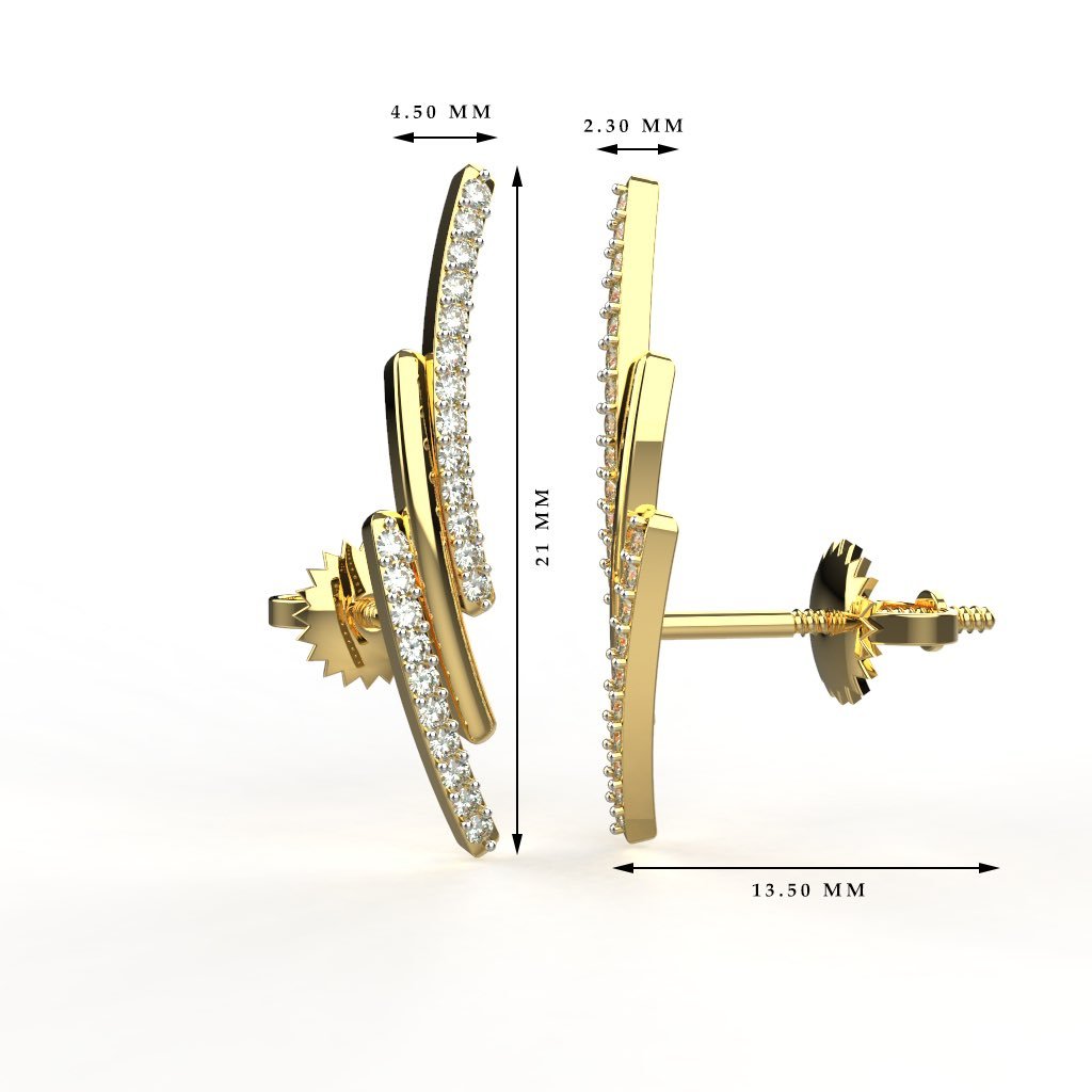 Avarta Jewellery 18K BIS Hallmarked Gold Diamond Earrings For Girls & Women