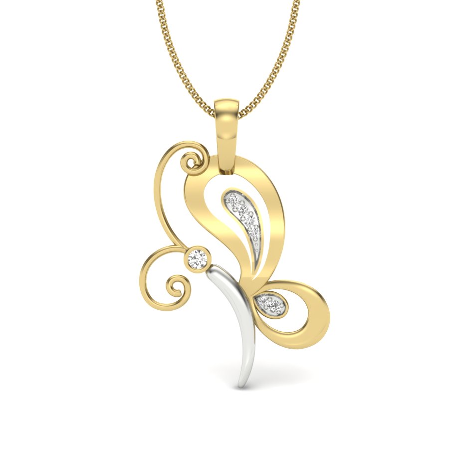 9K-14K-18K Yellow Gold Signature Diamond Butterfly Pendant - Quiet Strength & Timeless Femininity by Avarta Jewellery