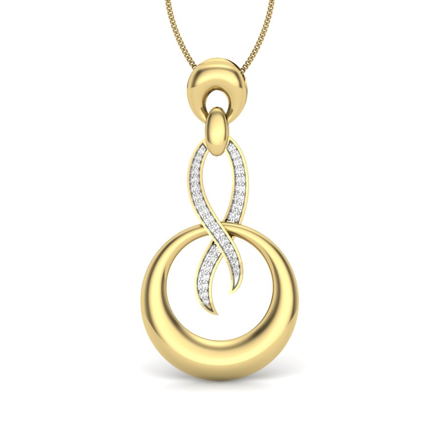 Elegant Two Tone Infinity Pendant Necklace - 9K_14K_18K Yellow Gold Endless Love Woven in Gold