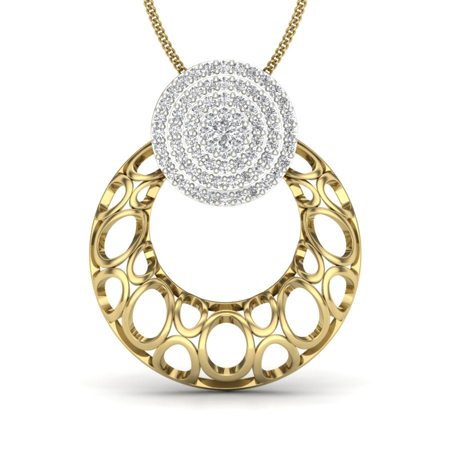 Celestial Harmony | 9K-14K-18K Gold Diamond Pendant | Gift for Her