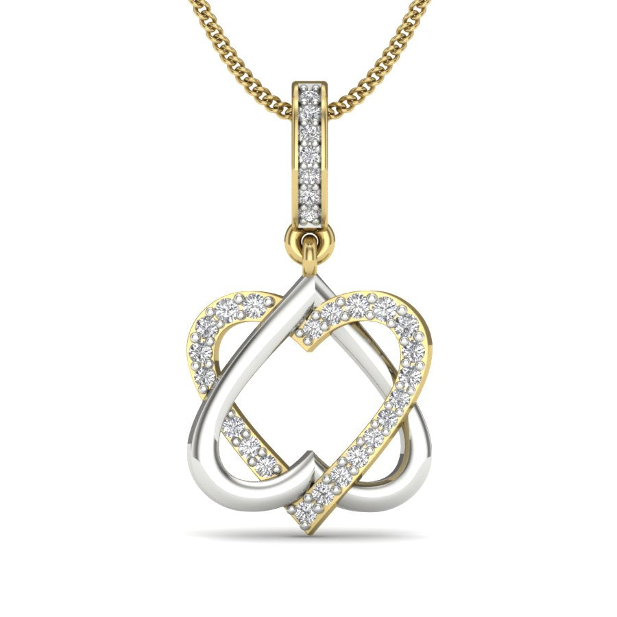 Elegant Interlocked Heart Pendant Necklace - 9K 14K 18K Yellow Gold Symbol of Unbreakable Bond & Grace by Avarta Jewellery