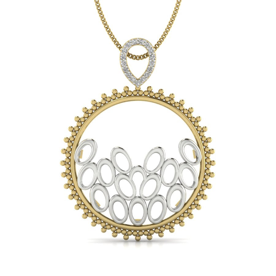 9K-14K-18K Gold Two Tone Unisex Statement Pendant