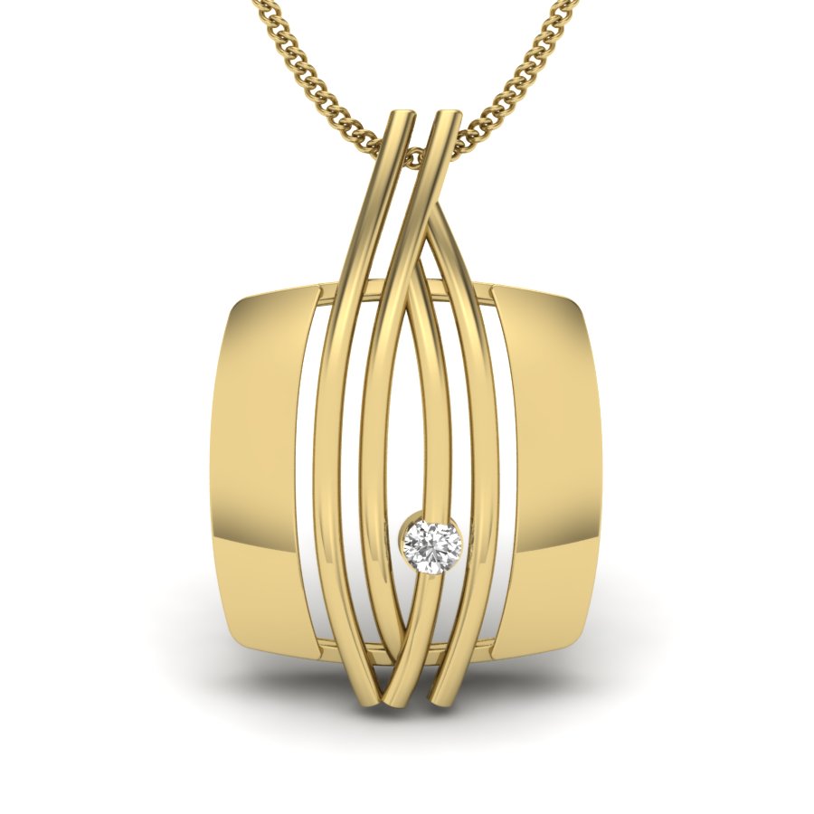 9K-14K-18K Yellow Gold Two Tone Diamond Crossover Pendant Necklace - Modern Embrace of Timeless Elegance