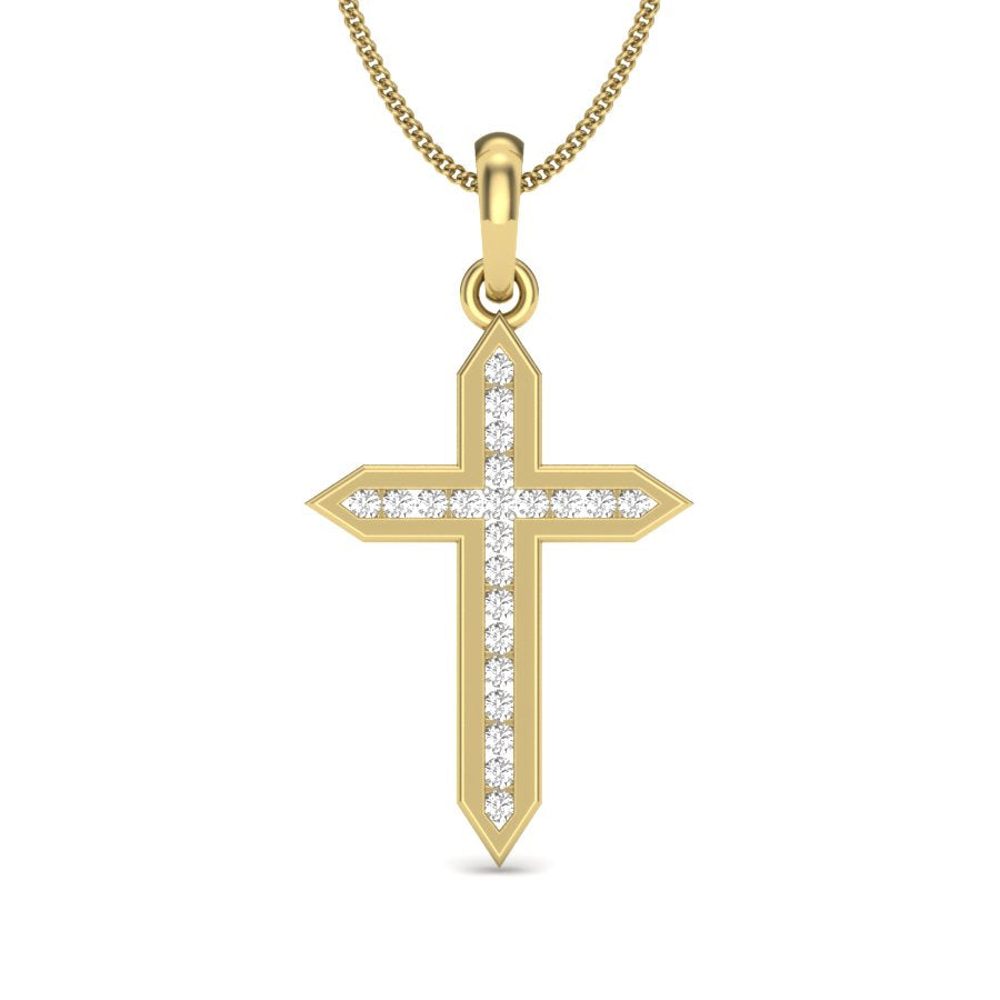 Golden Blessing Cross Pendant, Sparkling Lab Grown Diamonds Set in 9K/14K/18K Gold | Sacred & Sophisticated