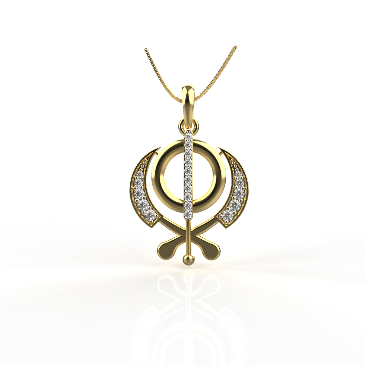 Luxury Sikh Jewellery, Khanda Pendant in 9K, 14K & 18K Gold with Lab Grown Diamonds, Spiritual Necklace for Devotion, Festivals & Gifting