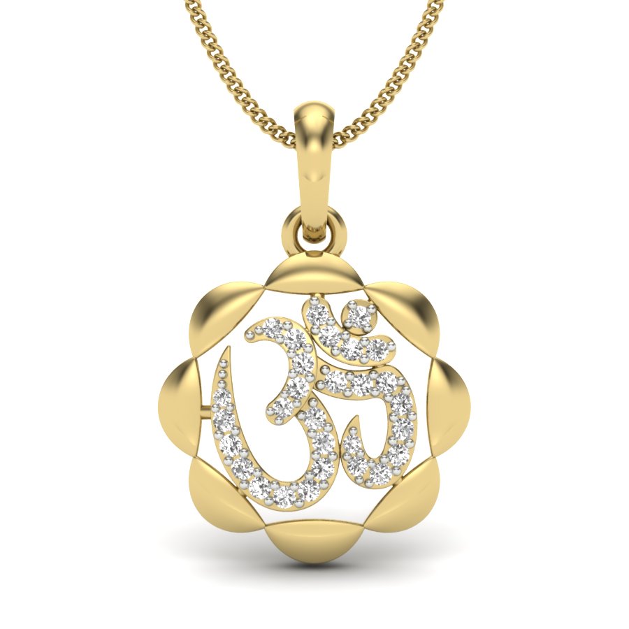 Divine Om Lab Grown Diamond Pendant in 14K / 18K Gold | 0.18 CT Spiritual Diamond Jewelry