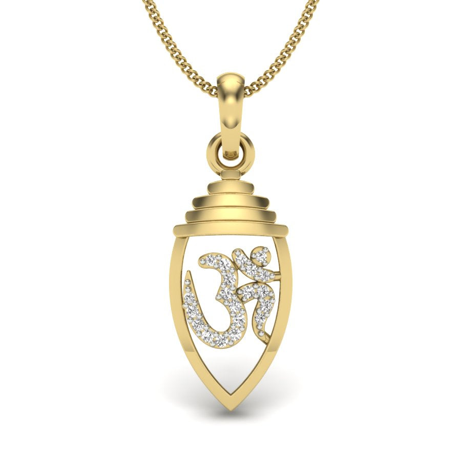 14K & 18K Gold Lab Grown Diamond Om Symbol Pendant | 0.18 Carat | BIS Hallmarked | 2 Gm