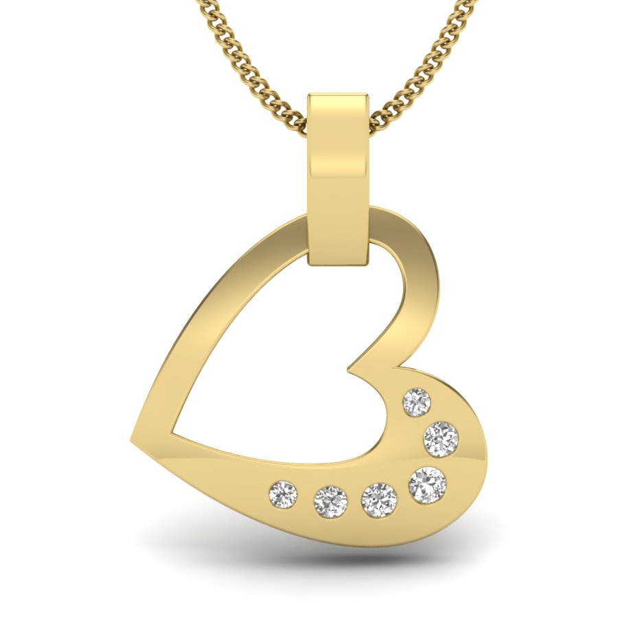 Golden Heart for Loved One Pendant with Diamond Accents, Lab Grown Diamond Heart Necklace in 9K/14K/18K Gold | Love & Grace Jewelry by Avarta