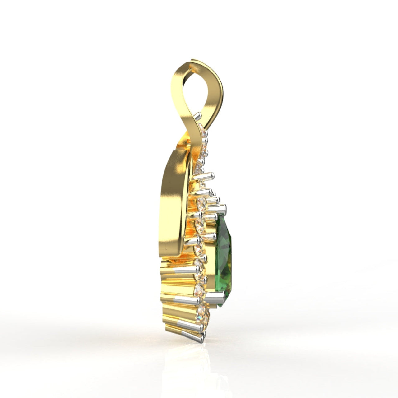 Royal Emerald Glow Teardrop Pendant, Lab Grown Emerald & Diamond Halo Necklace in 9K/14K/18K Gold | Luxury Statement Jewelry