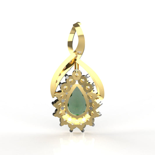 Royal Emerald Glow Teardrop Pendant, Lab Grown Emerald & Diamond Halo Necklace in 9K/14K/18K Gold | Luxury Statement Jewelry