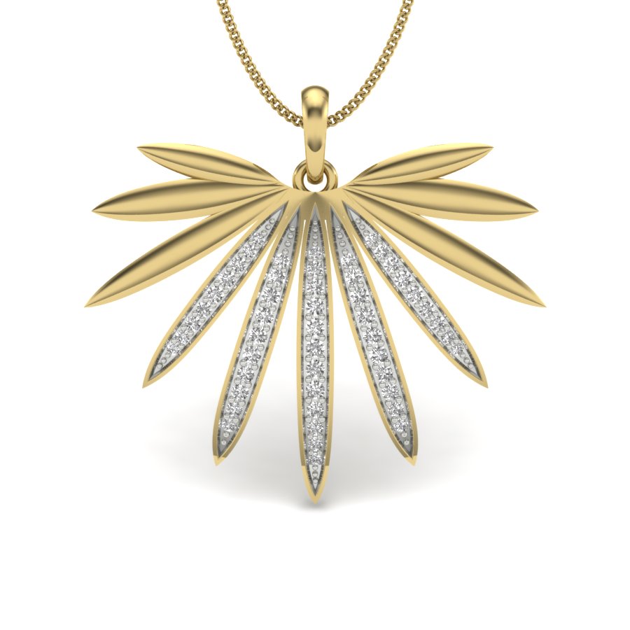 Nature’s Radiance Weed Leaf Pendant, Luxury Gold Jewellery in 9K, 14K & 18K with Lab Grown Diamonds, Certified by IGI/SGL