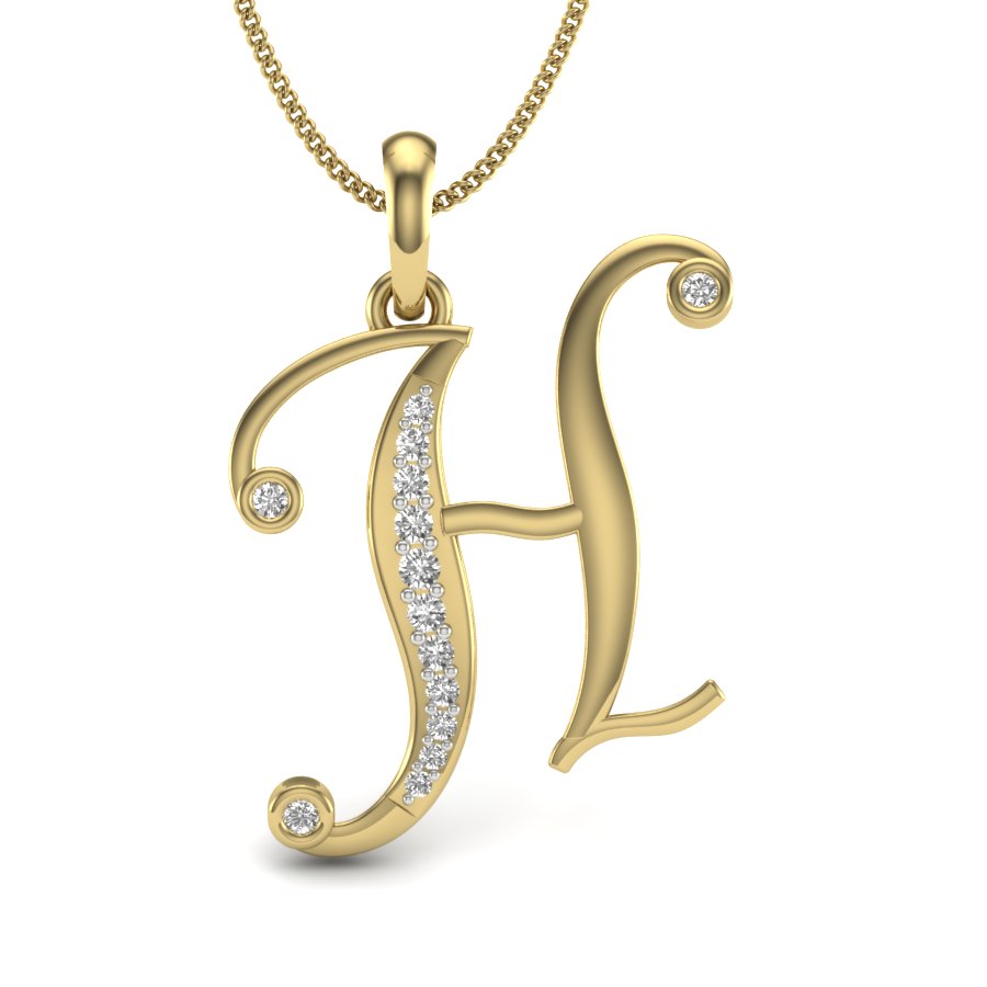 Heavenly "H" Initial Lab Grown Diamond Pendant | 9K/14K/18K Gold | Graceful Personalized Alphabet Necklace for Women | A Touch of Heavenly Grace
