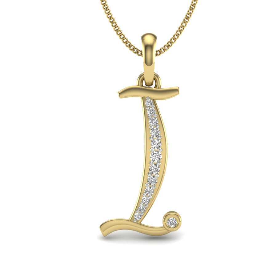 Iconic "I" Alphabet Brilliant Lab Grown Diamond Pendant | Luxurious 9K/14K/18K Gold Yellow, Rose or White Gold | Perfect Gift for Diwali, Birthday's, Valentine’s, Rakhi & Anniversaries