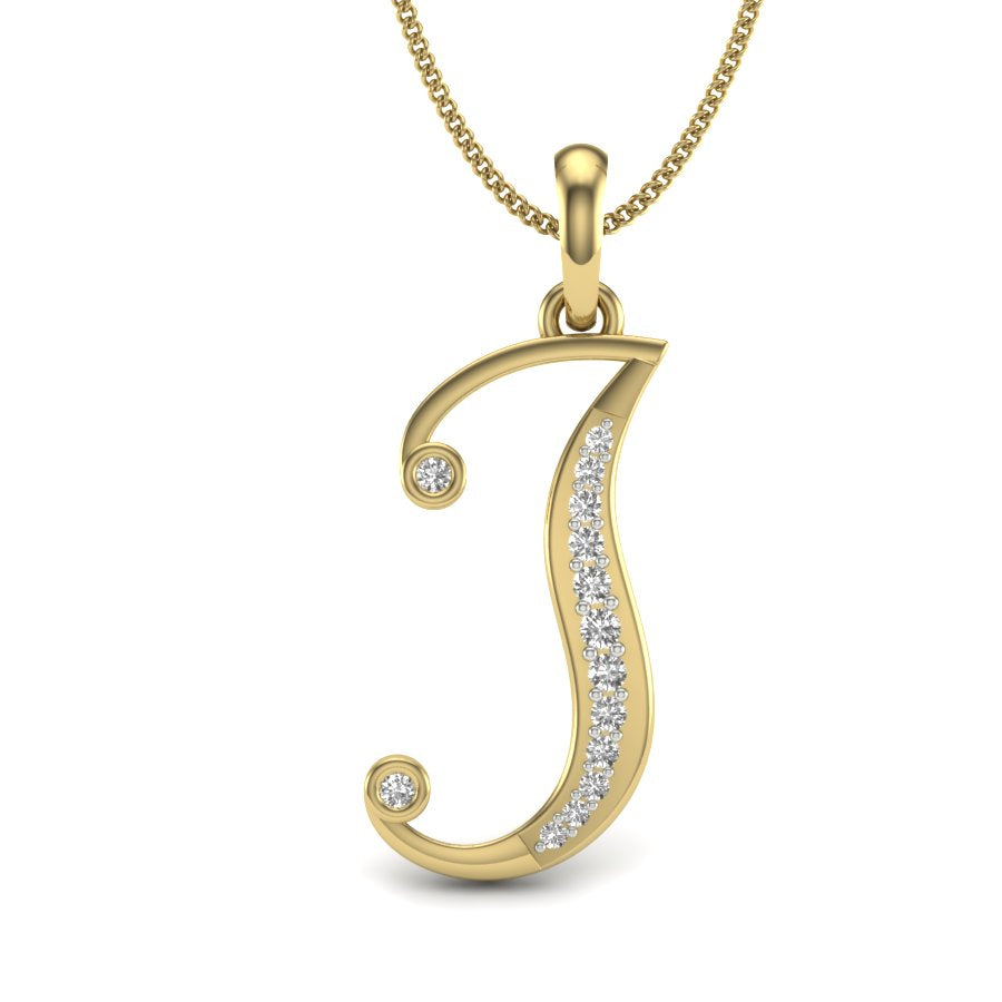 Joyful "J" Initial Lab Grown Diamond Pendant | 9K/14K/18K Gold Personalized Alphabet Charm | Celebrate Joy, Beauty & Individuality