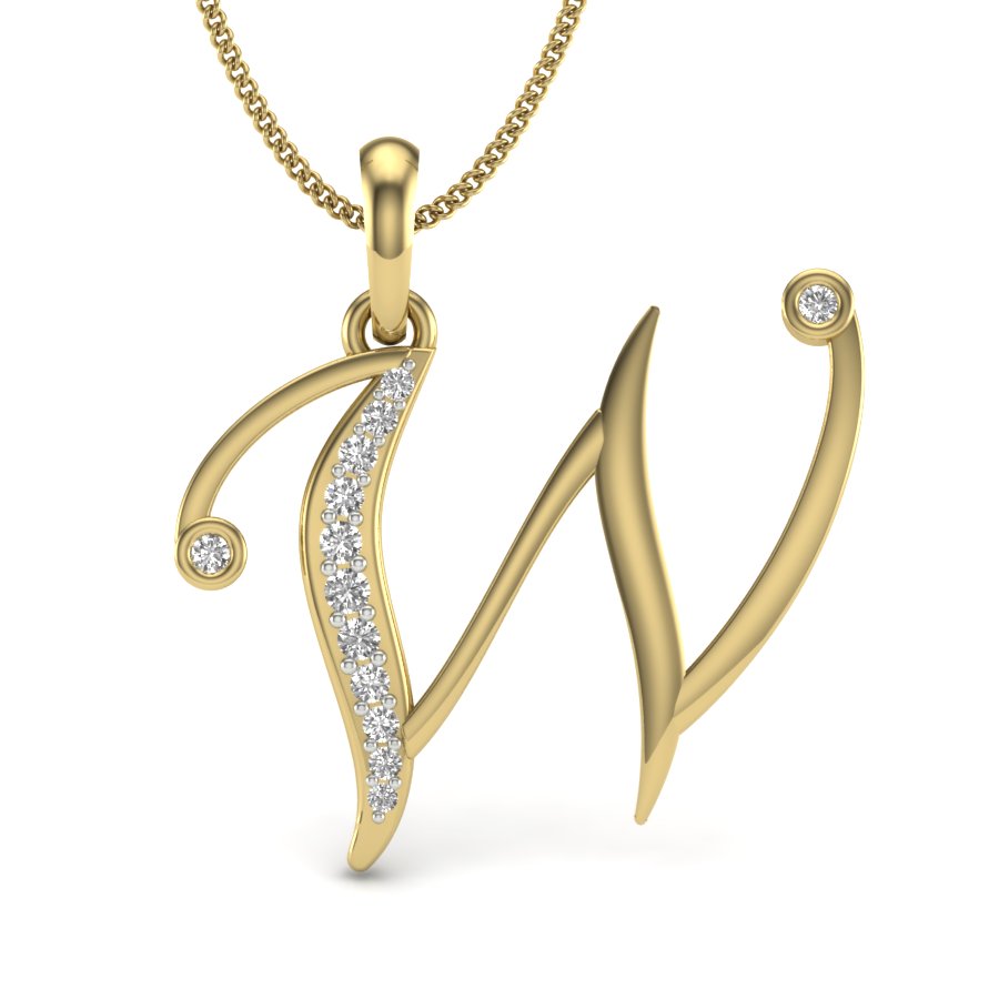 Luxury "W" Initial Pendant 0.10 Carat Lab Grown Diamonds | 9K/14K/18K Gold Yellow, Rose or White Gold Necklace | Personalized Alphabet Jewelry Gift for Birthday, Anniversary & Rakhi