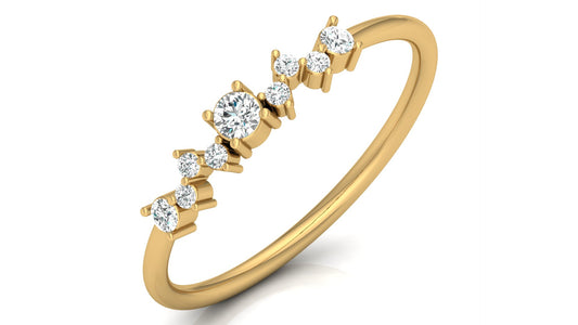 Curved Diamond Band Ring in 9K | 14K | 18K Yellow, Rose & White Gold, Luxury Fine Jewellery in Lab Grown Diamonds, Perfect for Daily Wear & Celebrations