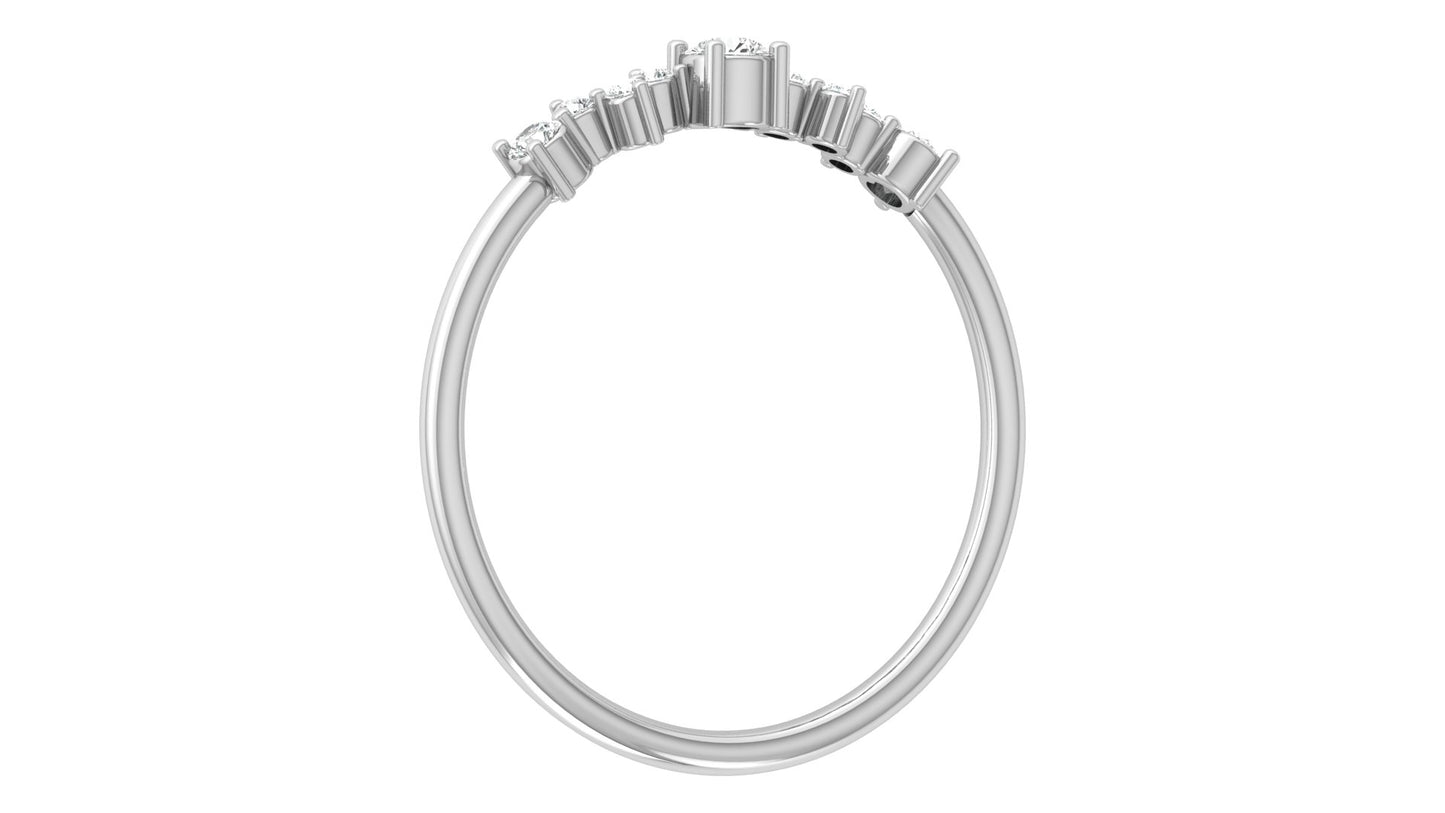 Curved Diamond Band Ring in 9K | 14K | 18K Yellow, Rose & White Gold, Luxury Fine Jewellery in Lab Grown Diamonds, Perfect for Daily Wear & Celebrations