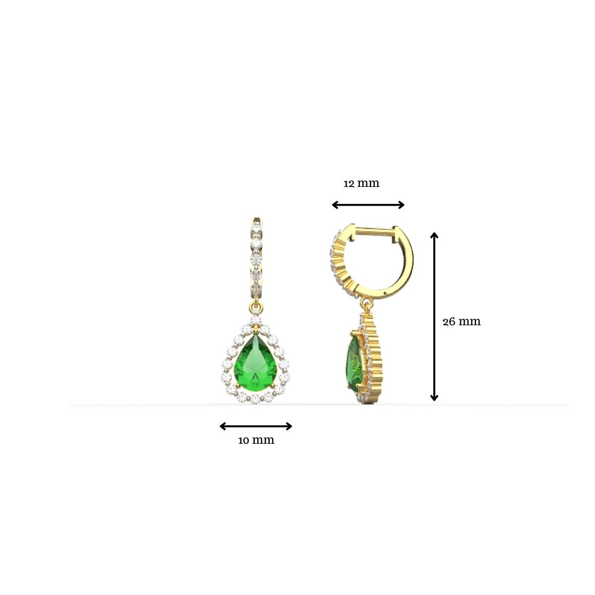 Avarta Jewellery 18k Gold Dangler Earring With Lab Grown Diamond and Emerald