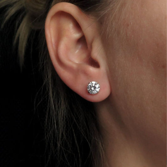 Avarta 18k Gold Lab Grown 1 Carat Each Solitaire Stud Earrings