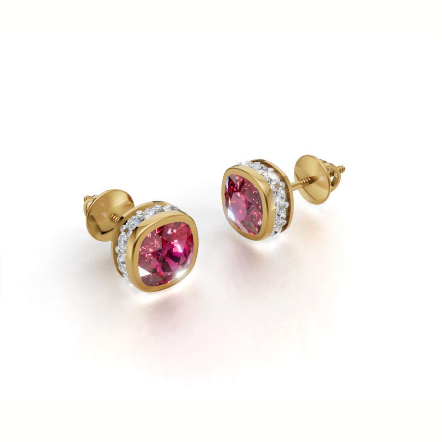 Warning: These Natural Ruby Studs May Cause Sudden Confidence & Compliments | Yellow Gold Earrings in 9K/14K/18K