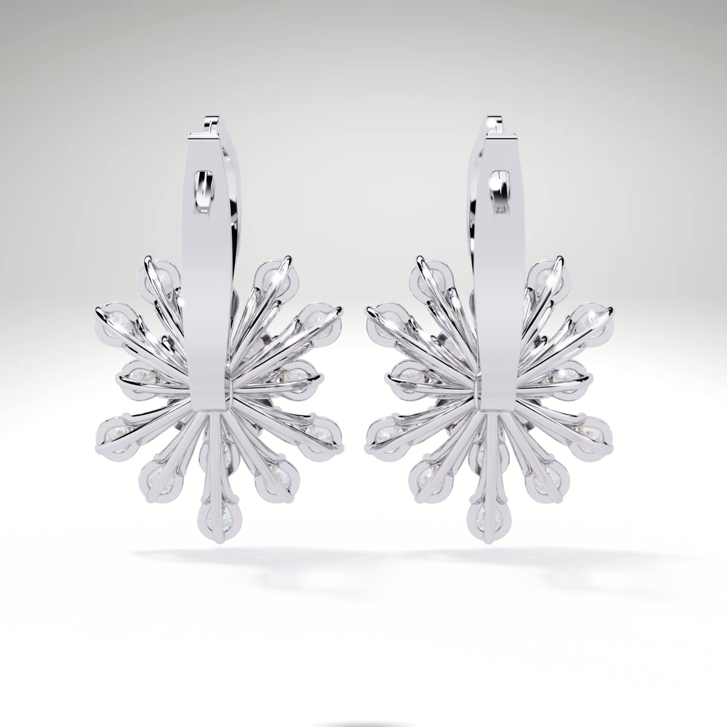 Golden Snowflake Diamond Hoop Earrings | Starburst Dangles in 9K-14K-18K Solid Gold