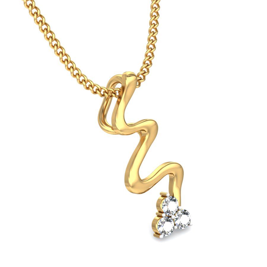 Avarta Jewellery Wavy Pendant With Lab Grown Diamond