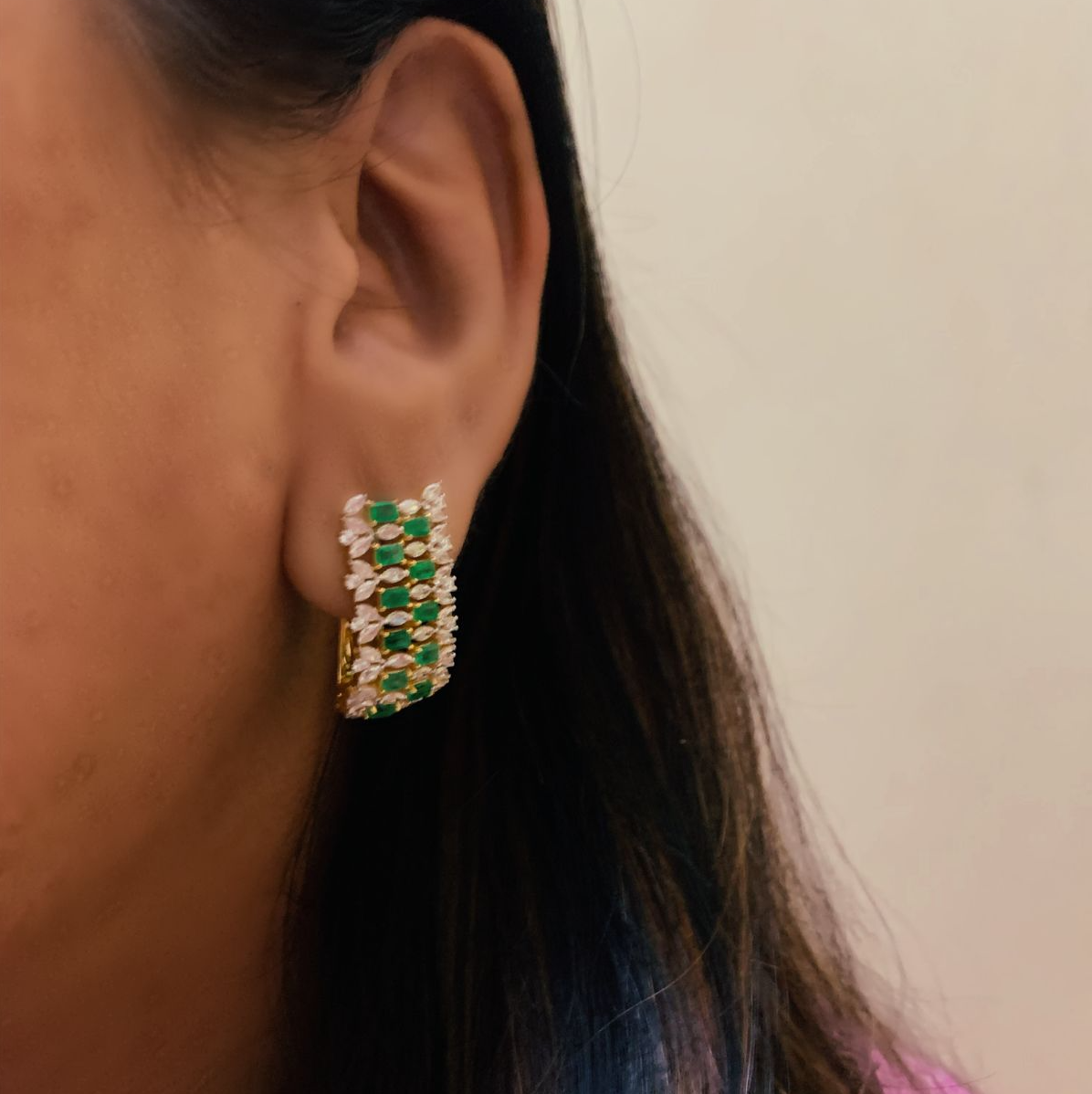 Avarta Jewellery 14K Gold Emerald moissanite Earrings