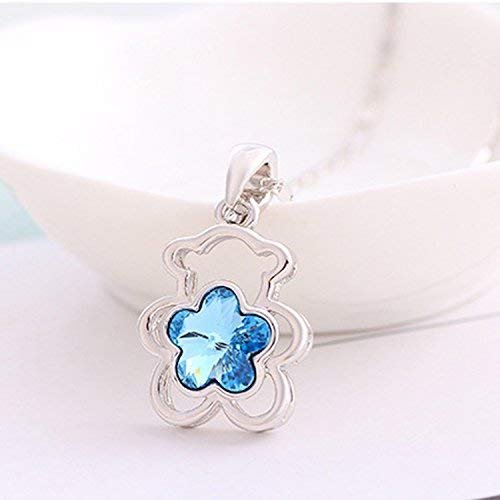 Avarta Allure Swarovski Element Blue Teddy Bear Pendant for Girls and Women