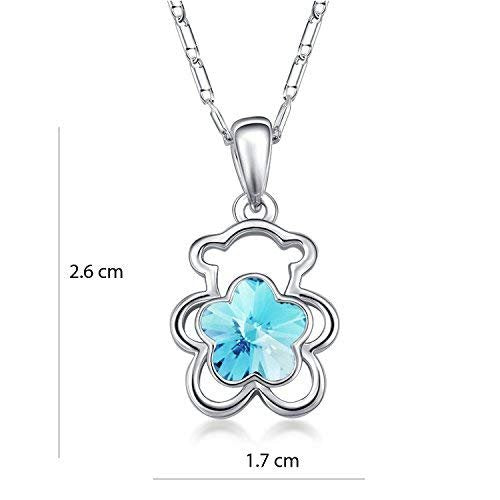 Avarta Allure Swarovski Element Blue Teddy Bear Pendant for Girls and Women