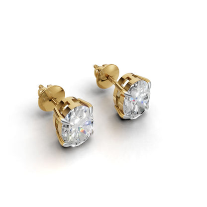 Avarta Sterling Silver 2 Carat Each Oval Solitaire Stud Earrings