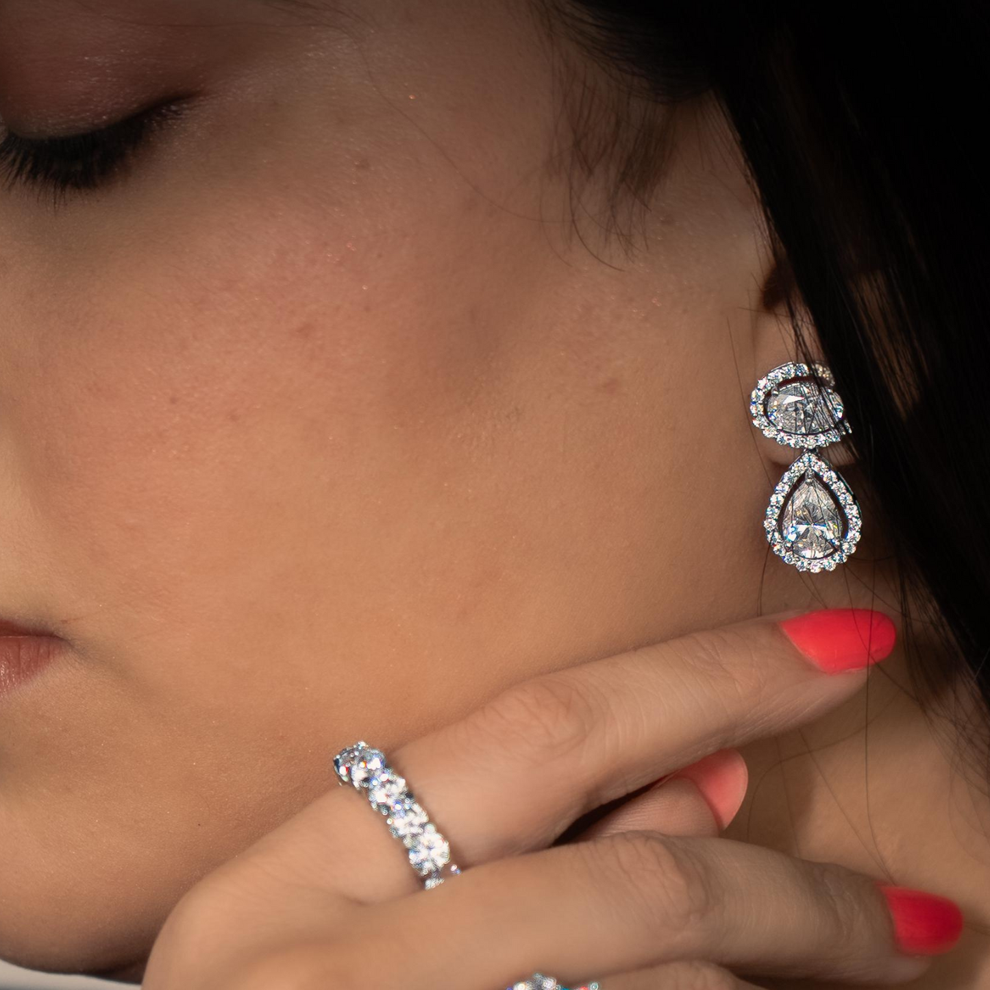 Avarta 14k White Gold Dangler Earring With Lab Diamonds