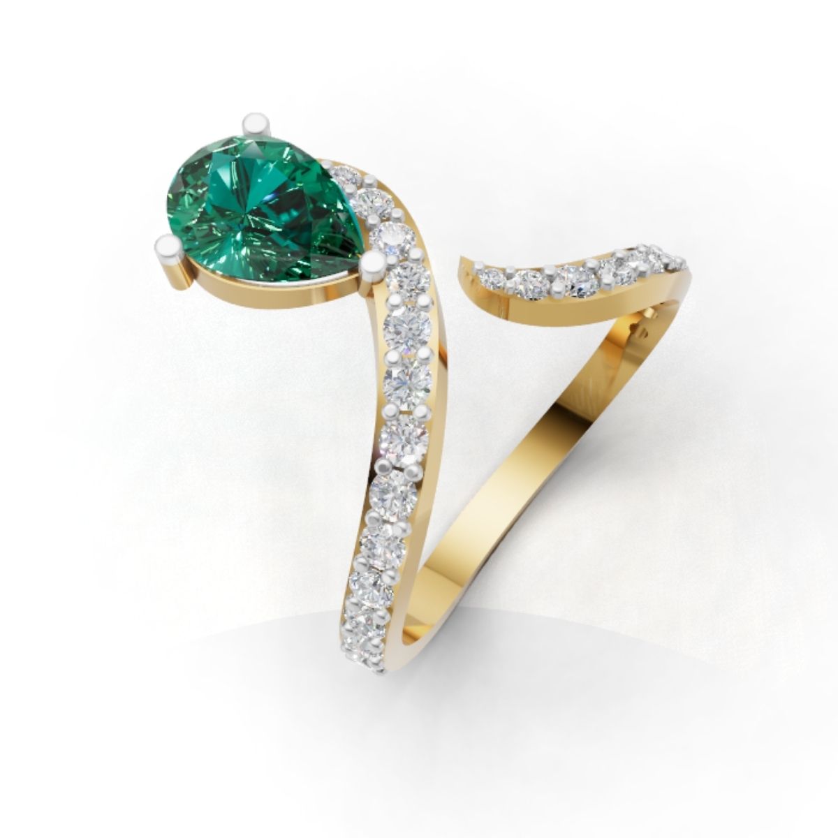 Avarta 14K 18K Gold Diamond Ring With Emerald Ruby Blue Sapphire Main image
