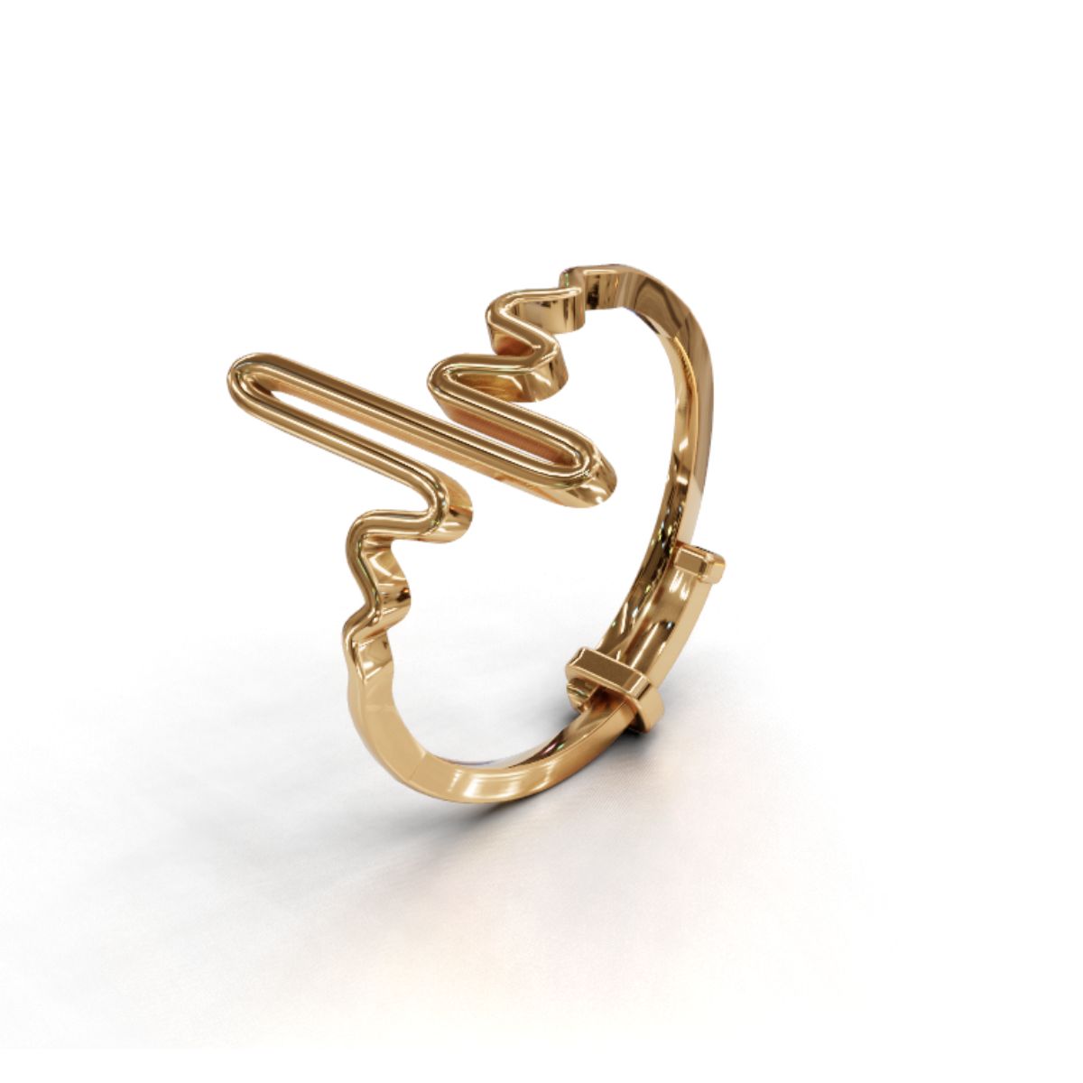 Avarta Sterling Silver Heart Beat Resizable Ring With Gold Polish Main image