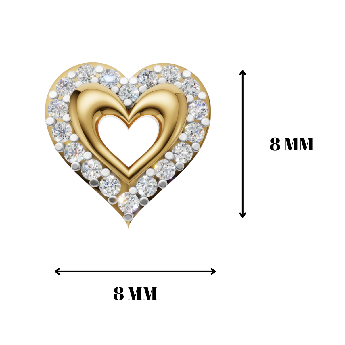 Avarta Gold Heart Stud Earrings With Lab Diamonds