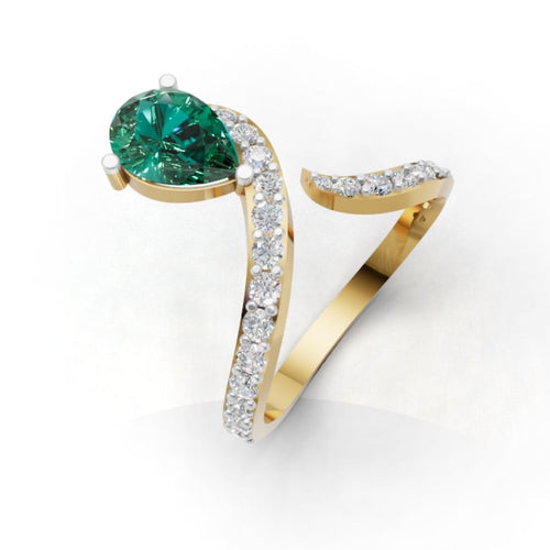 Avarta 14K 18K Gold Diamond Ring With Emerald Ruby Blue Sapphire