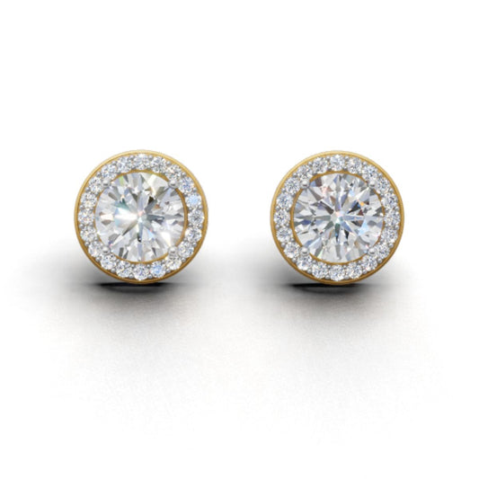 Avarta Sterling Silver 2 Carat Halo Solitaire Stud Earring