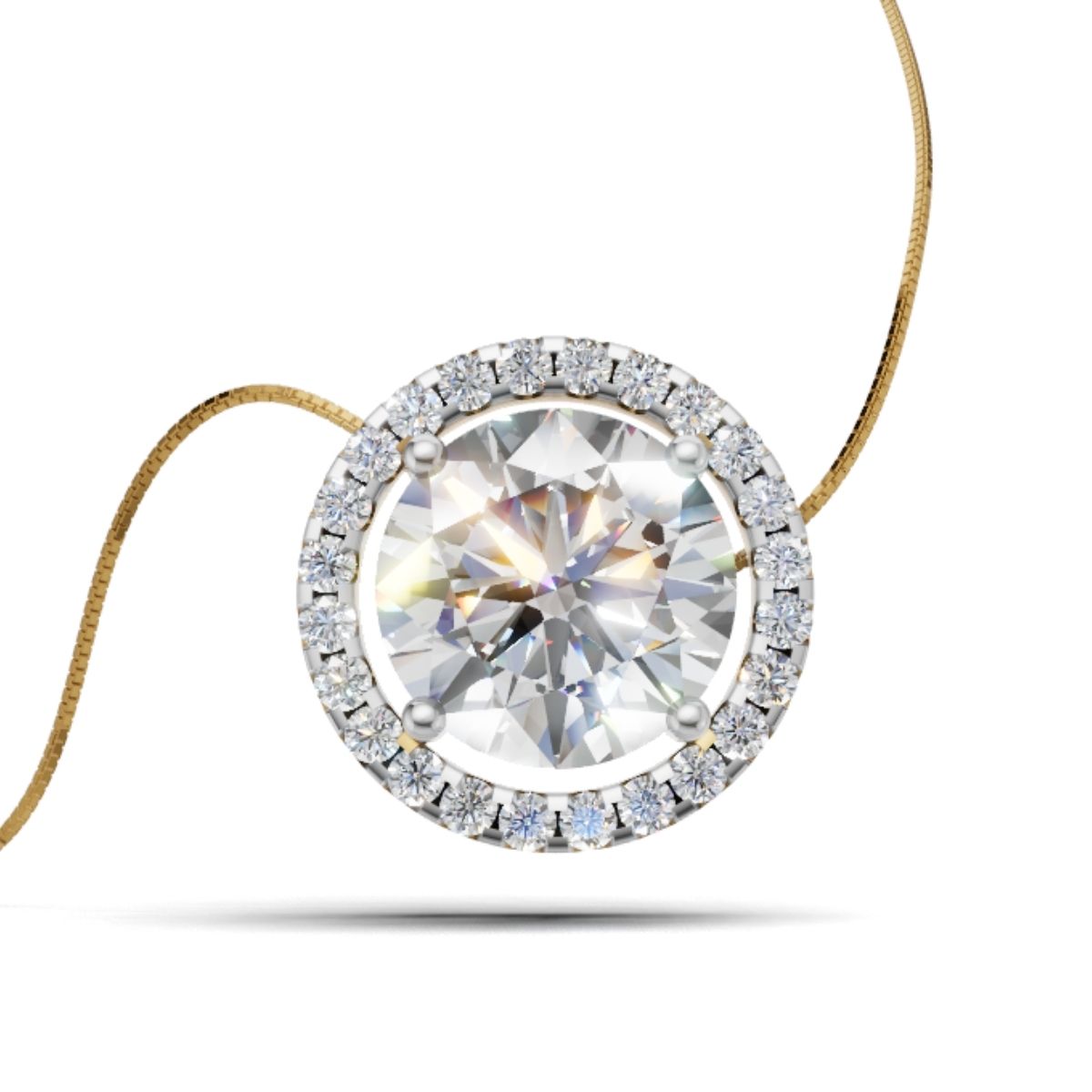 Avarta Jewellery 18k Gold 2 Carat Moissanite Solitaire Halo Pendant Main image