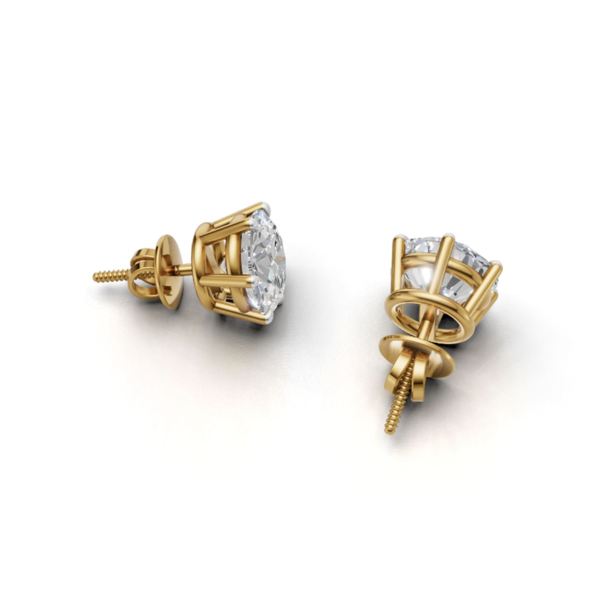 Avarta 18k Gold 2 Carat Each Moissanite Solitaire Studs Earring For Girls &amp; Women