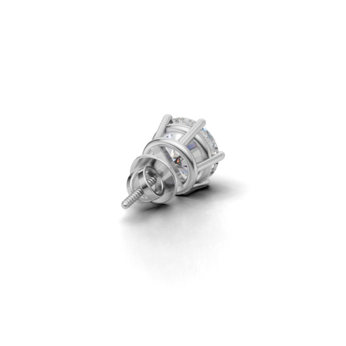 Avarta Jewellery 92.5 Sterling Silver 2 Carat Solitaire Unisex Stud Earring - Single Pcs