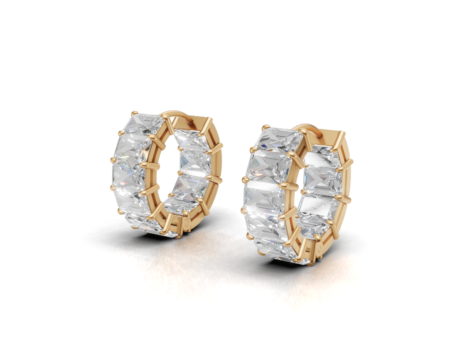 Avarta Gold Emerald cut Lab Grown Diamond Hoop Earrings