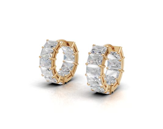 Avarta Gold Emerald cut Lab Grown Diamond Hoop Earrings
