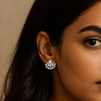 Avarta Gold Sparkle Petal Earrings With Lab Diamonds