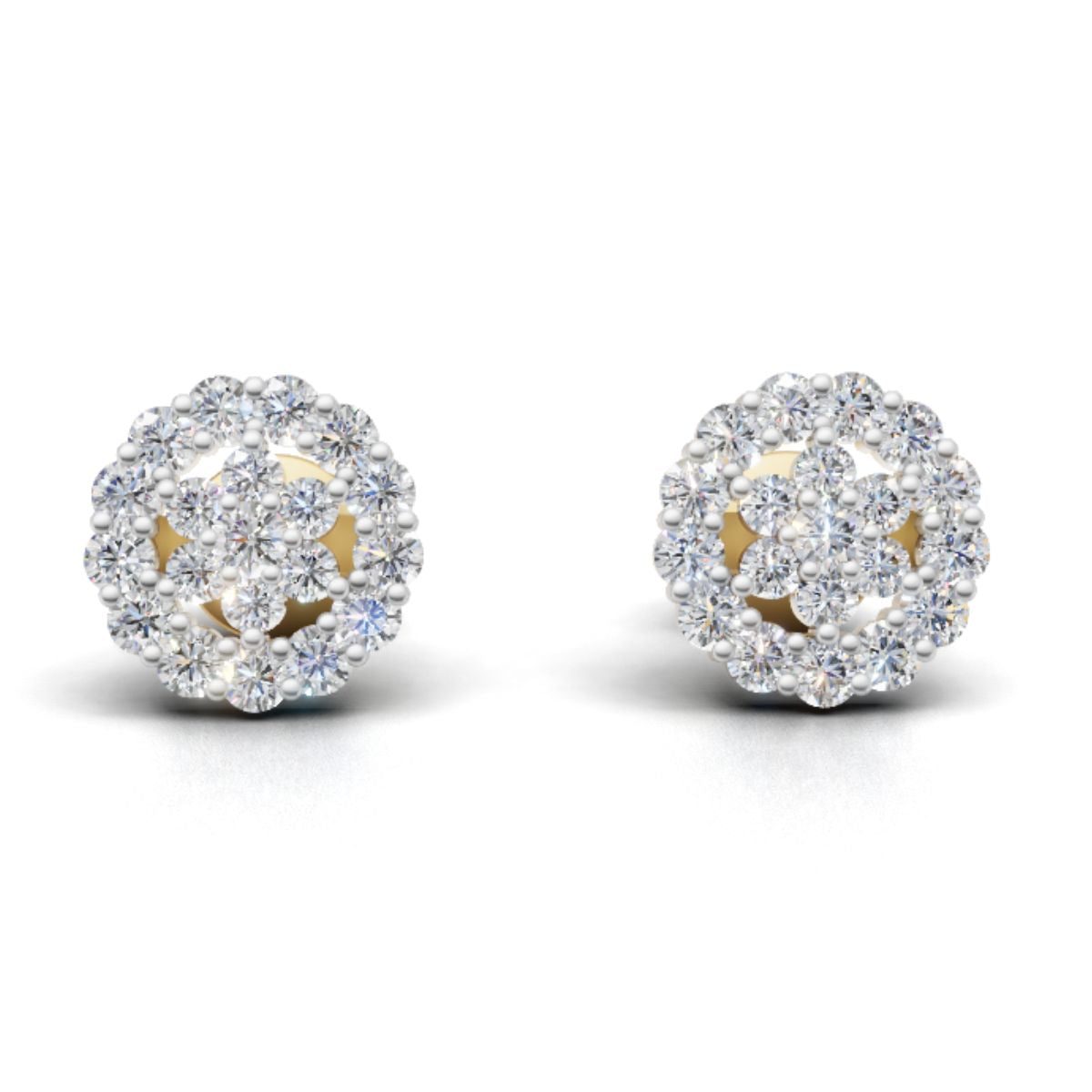 Avarta Gold HaloFlare Stud Earrings With Lab Diamonds Main image
