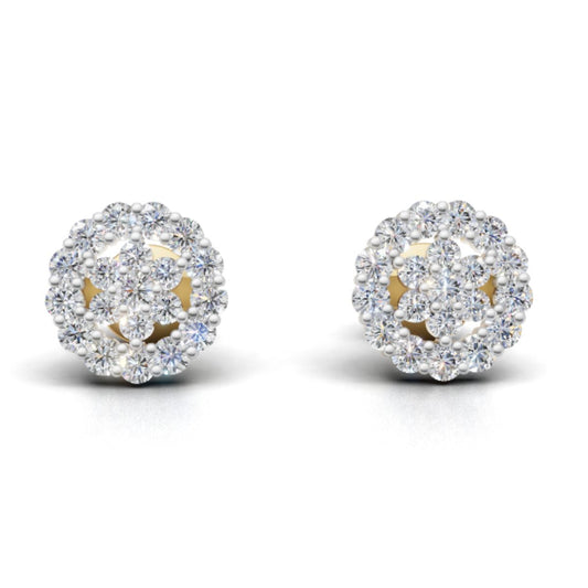 Avarta Gold HaloFlare Stud Earrings With Lab Diamonds