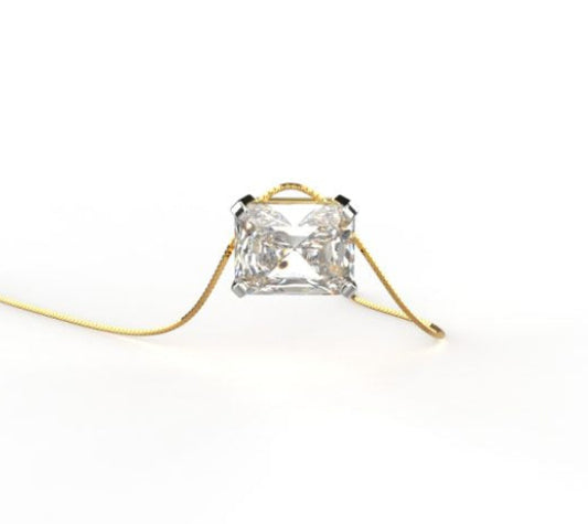 Square Brilliance Solitaire Pendant, Lab Grown Diamond Radiant Iced Cut Necklace in 9K/14K/18K Gold | Unisex Luxury Jewelry for Royal People's