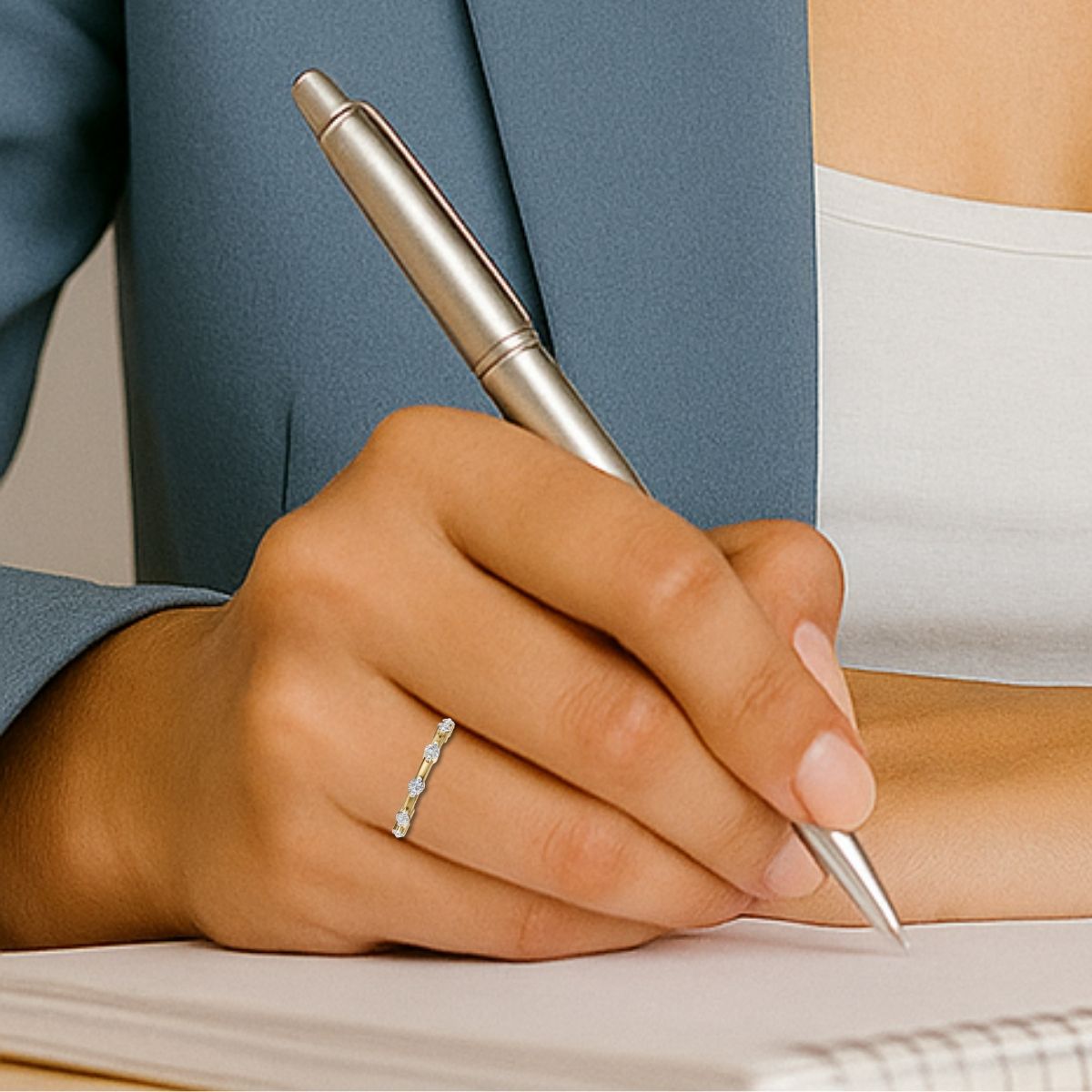 Avarta Trending Gold Minimalistic Eternity Band with Certified Lab Diamonds – Elegant & Timeless Design Secondary image