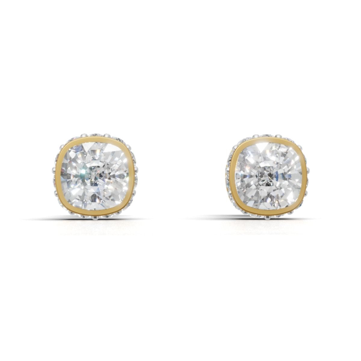 Avarta Latest Design Elegant 1.50 Ct Cushion Halo Solitaire Studs with Certified Lab Diamonds